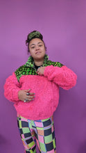 Load image into Gallery viewer, Half-Zip Pullover in Green Croc and Pink Teddy