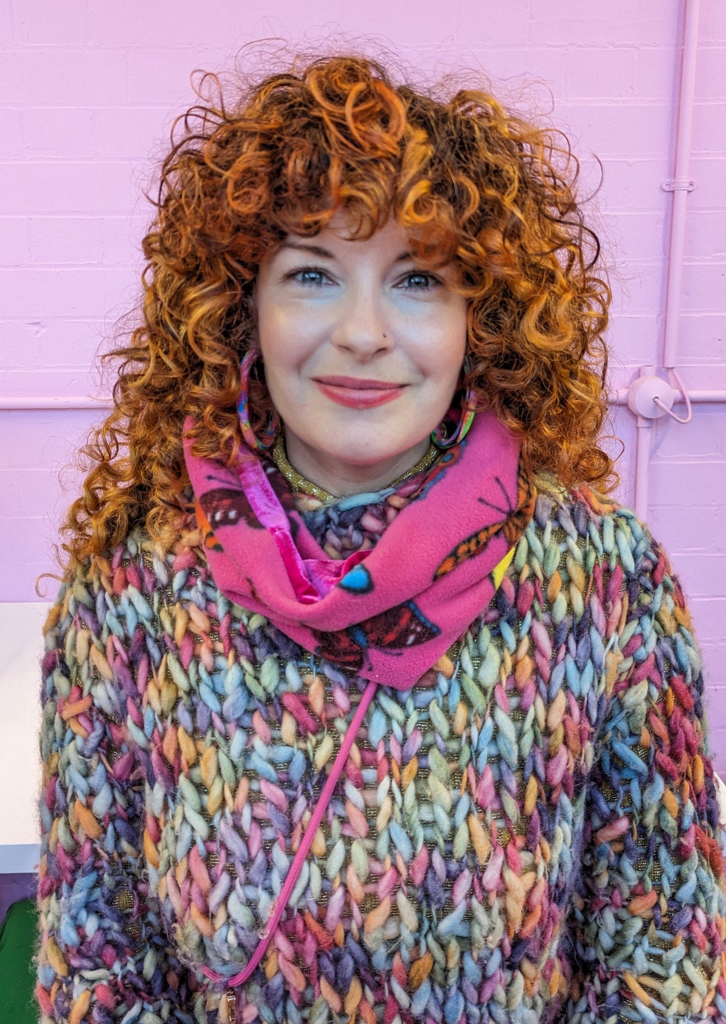 Reversible Fleece & Velvet Cowl in Butterfly Print
