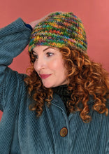 Load image into Gallery viewer, Striped Beanie Hat in Forest Rainbow