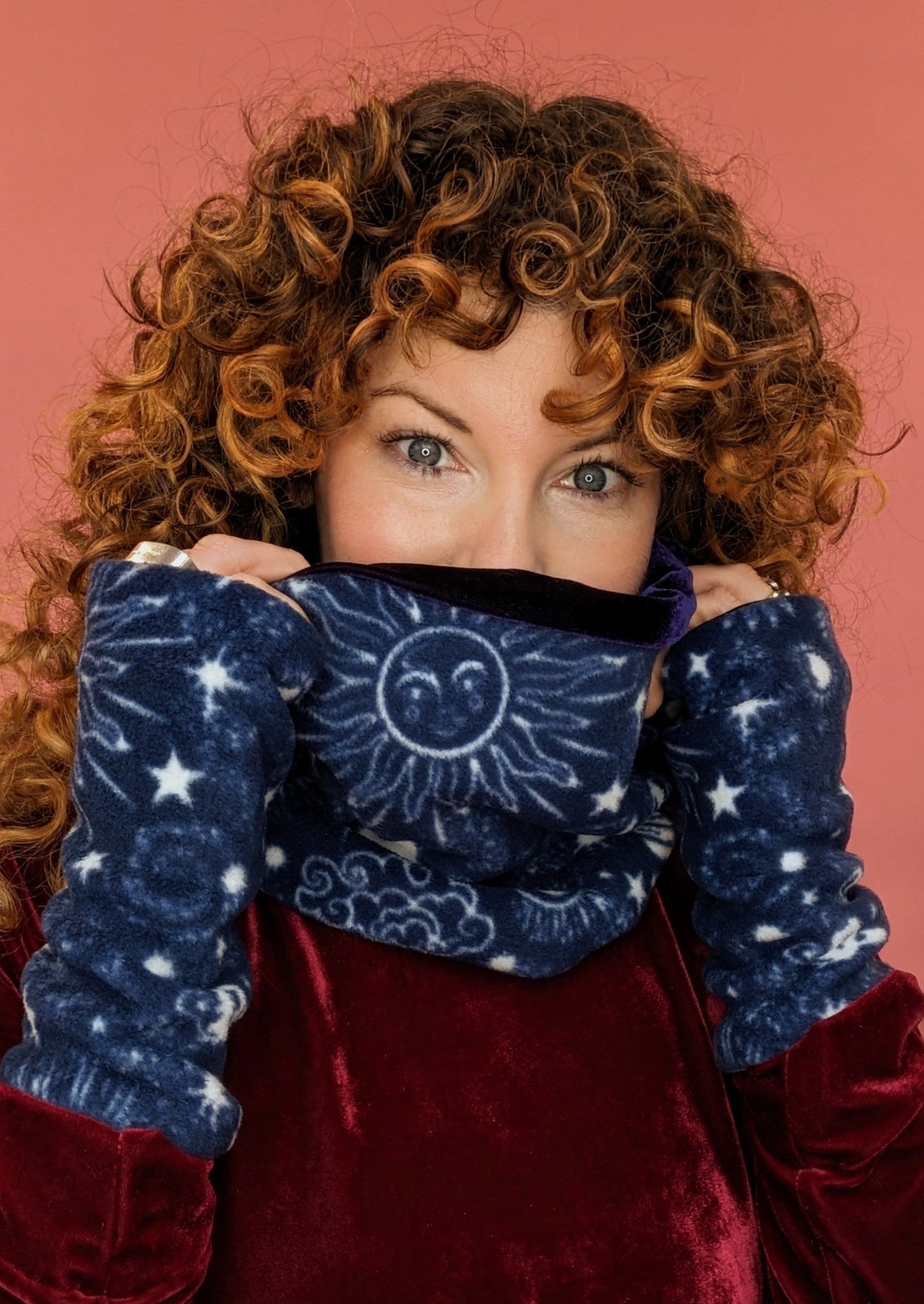 Reversible Fleece & Velvet Snood in Celestial