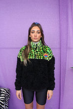 Load image into Gallery viewer, Half-Zip Pullover in Green Croc and Black Teddy