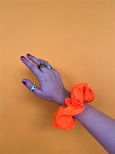 Neon Orange Ribbed Scrunchie