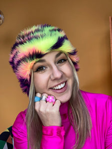 Faux Fur Headband in Carnival Tiger
