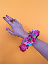 Load image into Gallery viewer, Pink Floral Collage Print Scrunchie